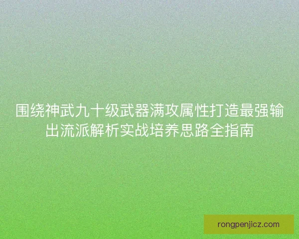围绕神武九十级武器满攻属性打造最强输出流派解析实战培养思路全指南