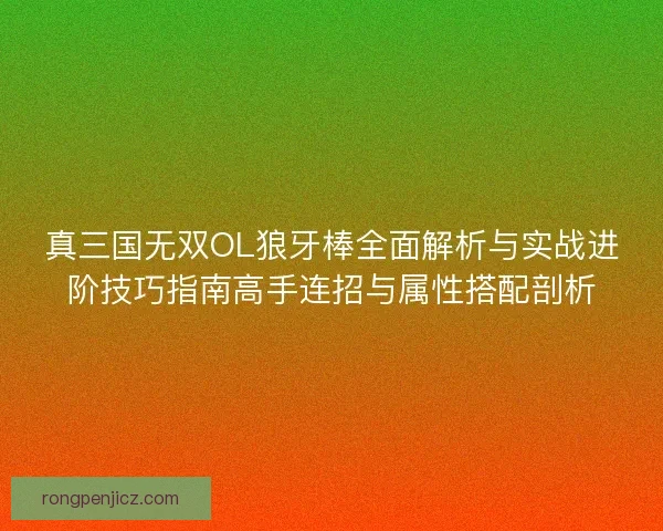 真三国无双OL狼牙棒全面解析与实战进阶技巧指南高手连招与属性搭配剖析